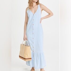 100% cotton Blue Smocked Tiered Maxi Sundress – Size S